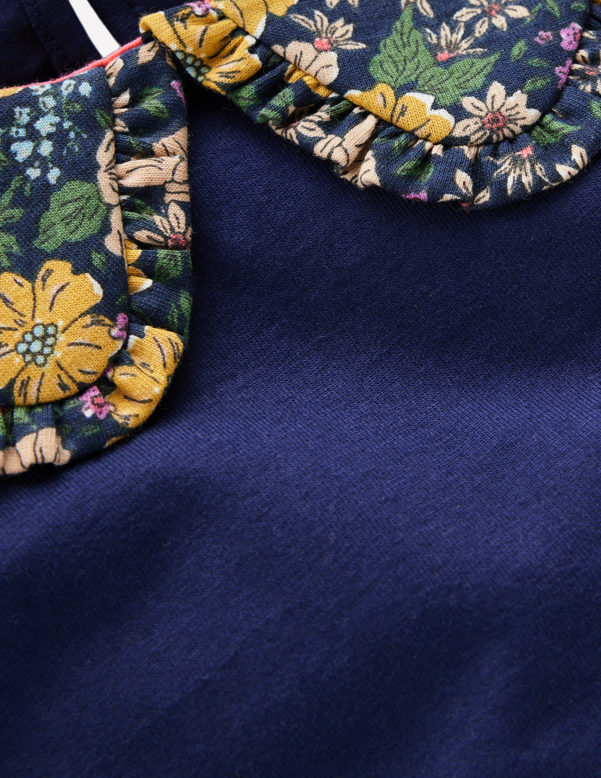 Collared Breton Jersey Top-College Navy Floral-2