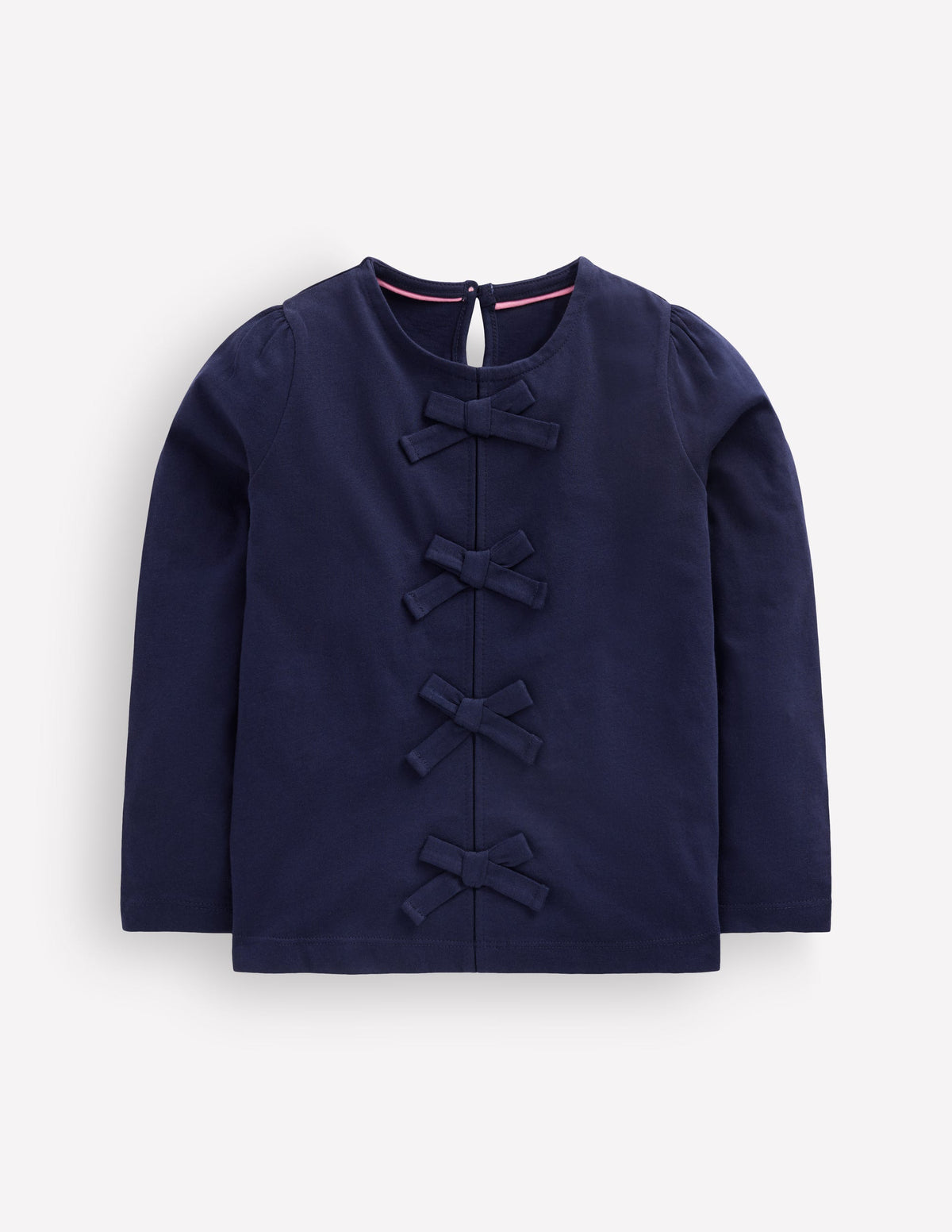 Rib Bow Trim Top-College Navy-1