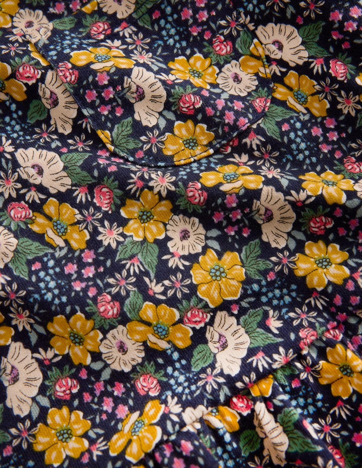 Long Sleeve Peplum Top-Navy Floral-2