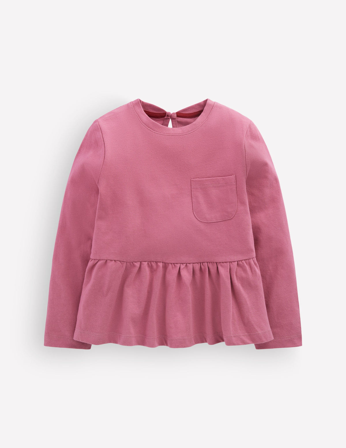 Long Sleeve Peplum Top-Pink Heather-1