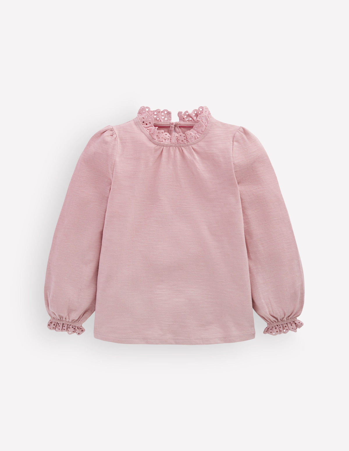 Broderie Trim Slub Top-Pink Violet-1