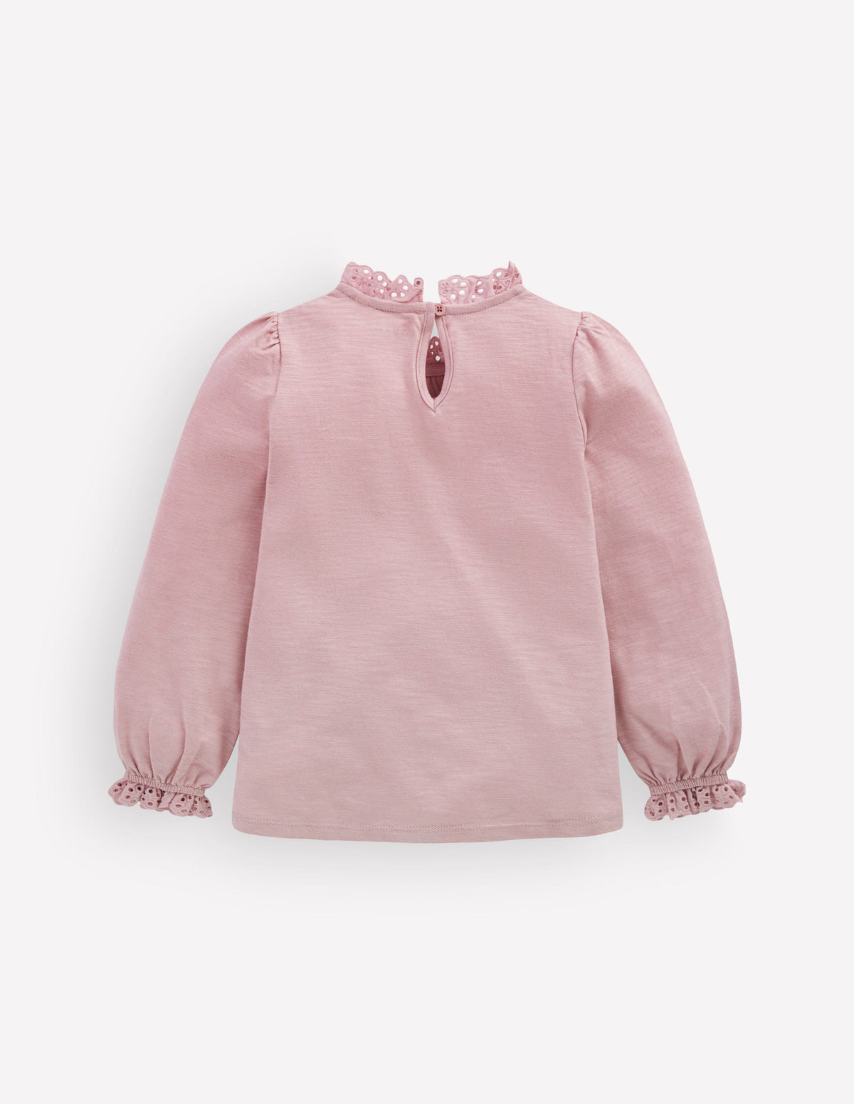 Broderie Trim Slub Top-Pink Violet-3