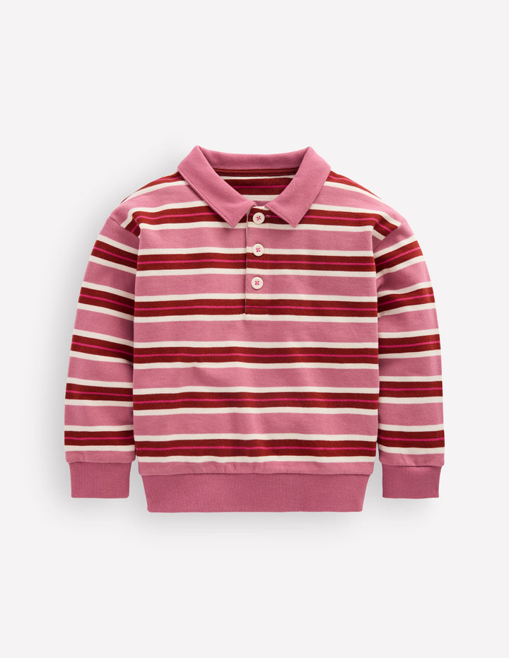 Stripe Collar Sweatshirt-Pink Stripe