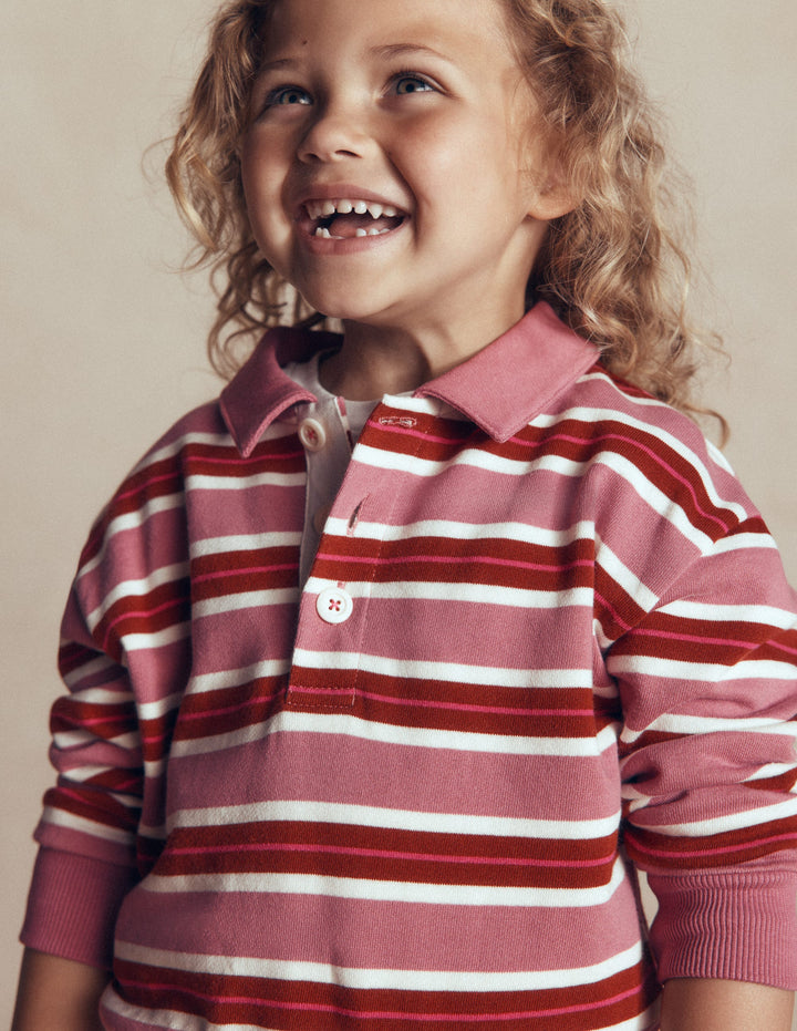 Stripe Collar Sweatshirt-Pink Stripe