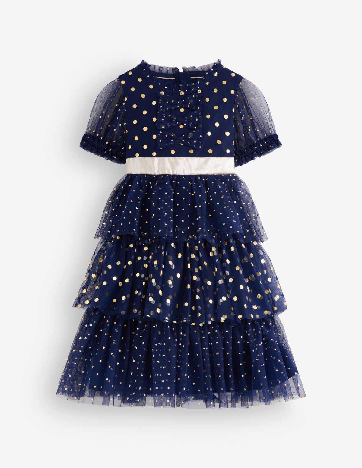 Metallic Tulle Party Dress-Blue Tulle-1