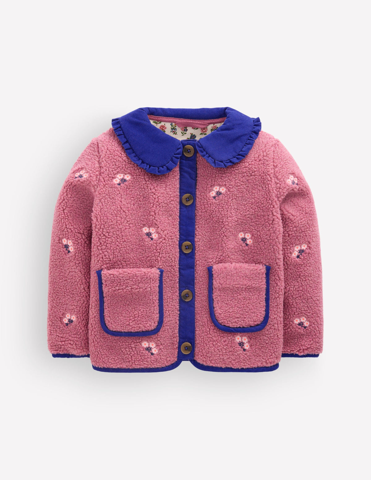 Embroidered Borg Jacket-Pink Heather-4