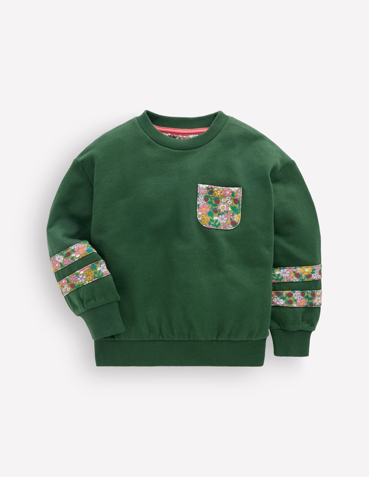 Relaxed Panel Sweatshirt-Green Floral - Image 1
