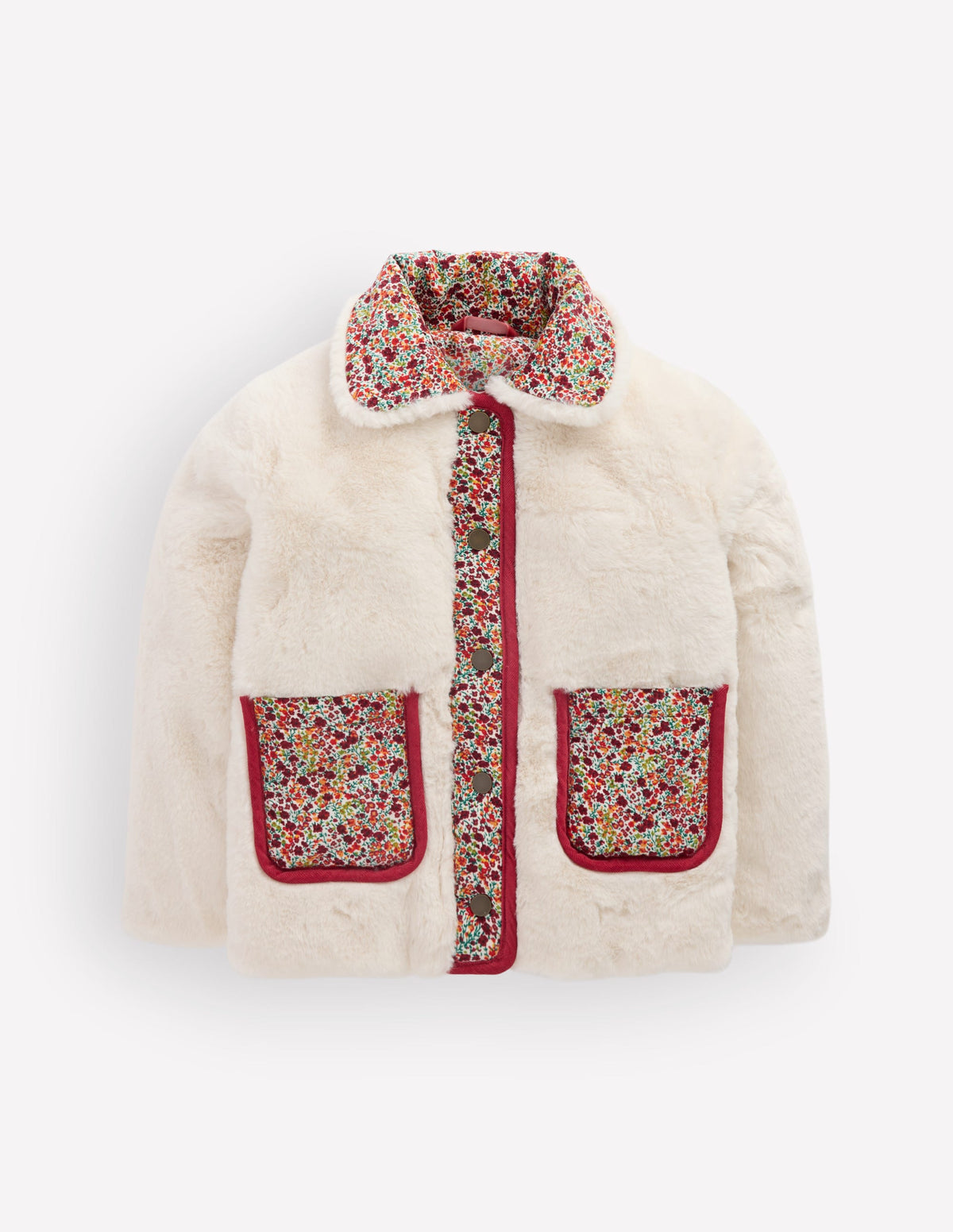 Faux Fur Jacket-Soft Ivory Ditsy Floral-5