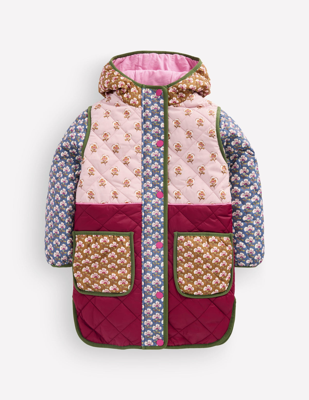 Longline Quilted Jacket-Hotchpotch Floral-3