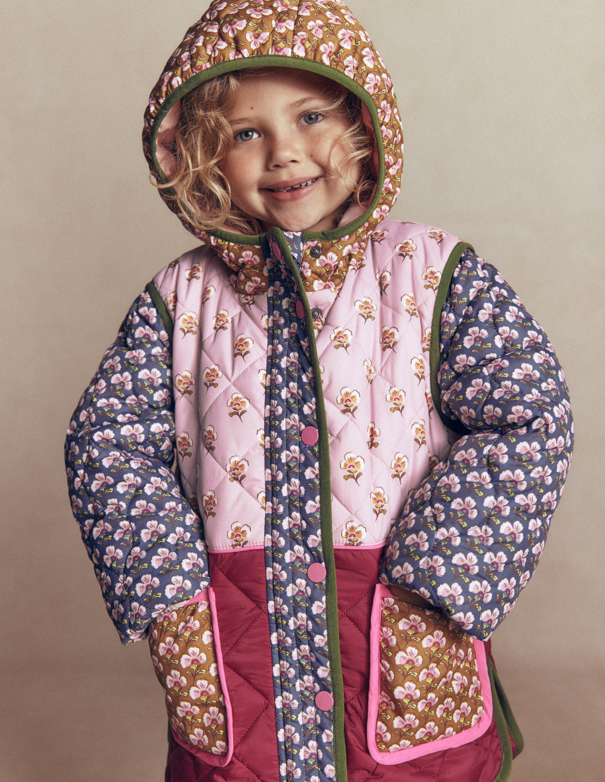Longline Quilted Jacket-Hotchpotch Floral-1