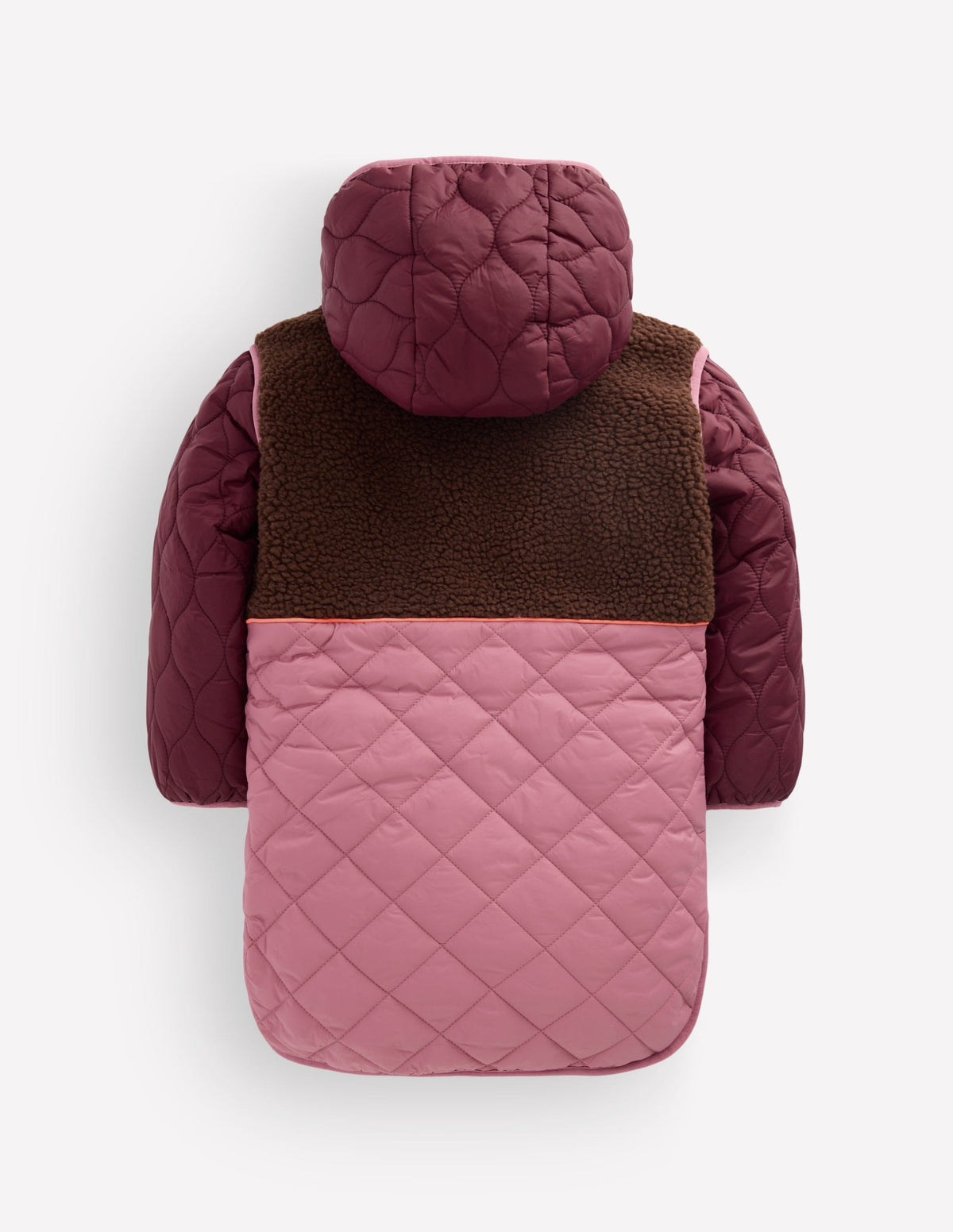 Longline Quilted Jacket-Maroon Banner Multi-2