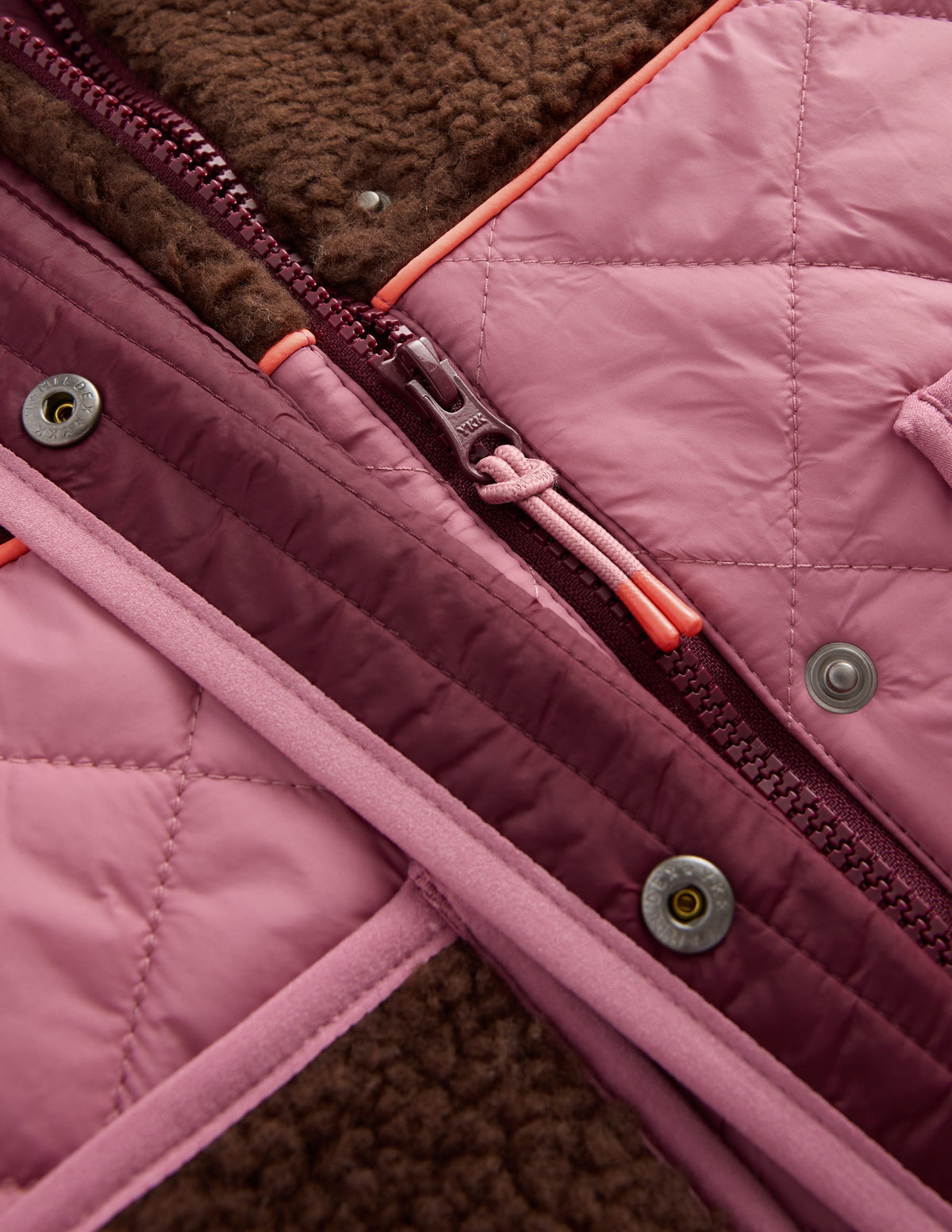 Longline Quilted Jacket-Maroon Banner Multi-3