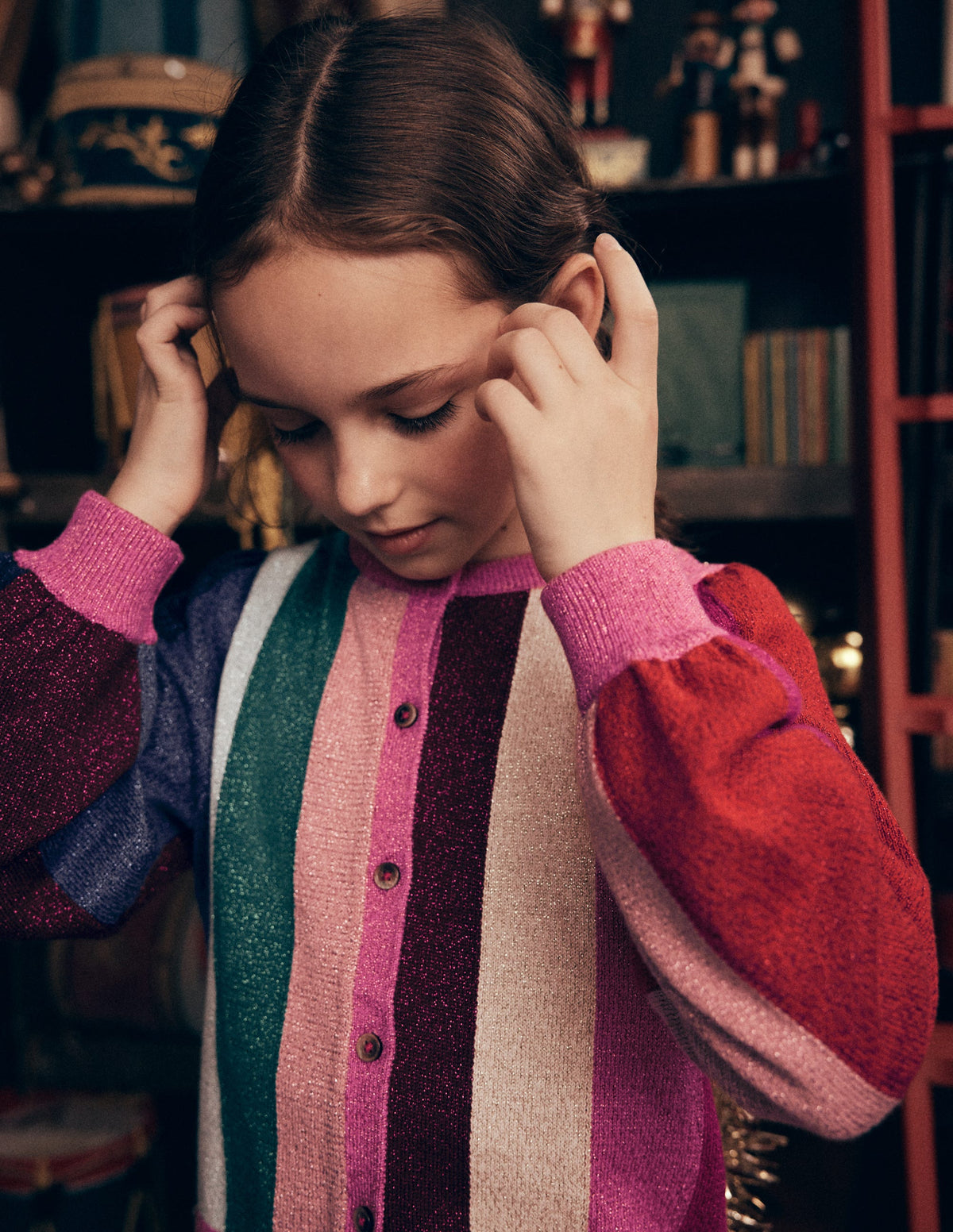Sparkle Party Cardigan-Rainbow Sparkle Stripe-1