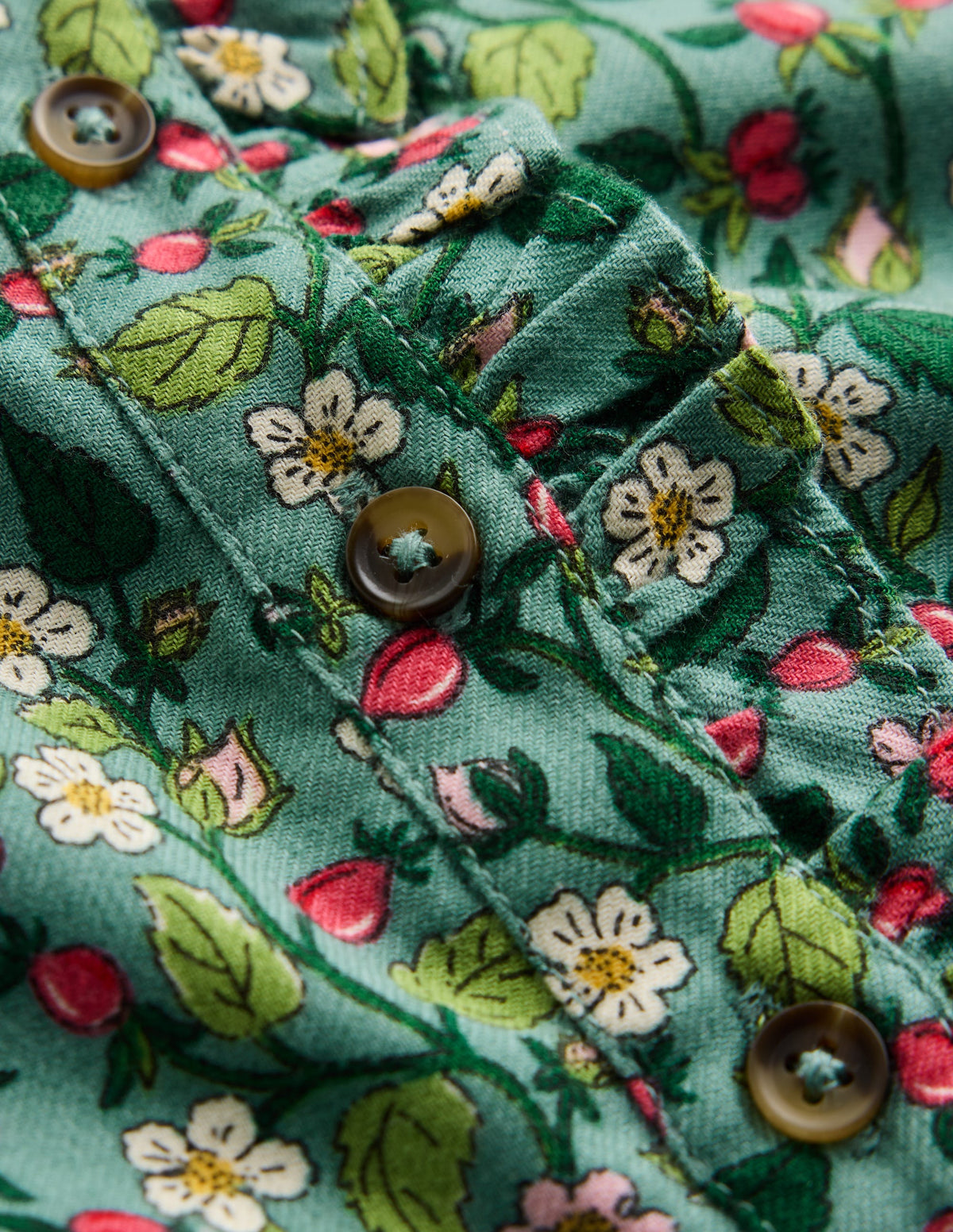 Maude Ruffle Shirt Dress-Green Berry Floral-4