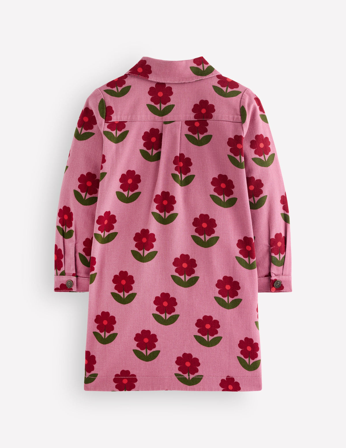 Collared Shirt Dress-Pink Flower Stamp - Image 2