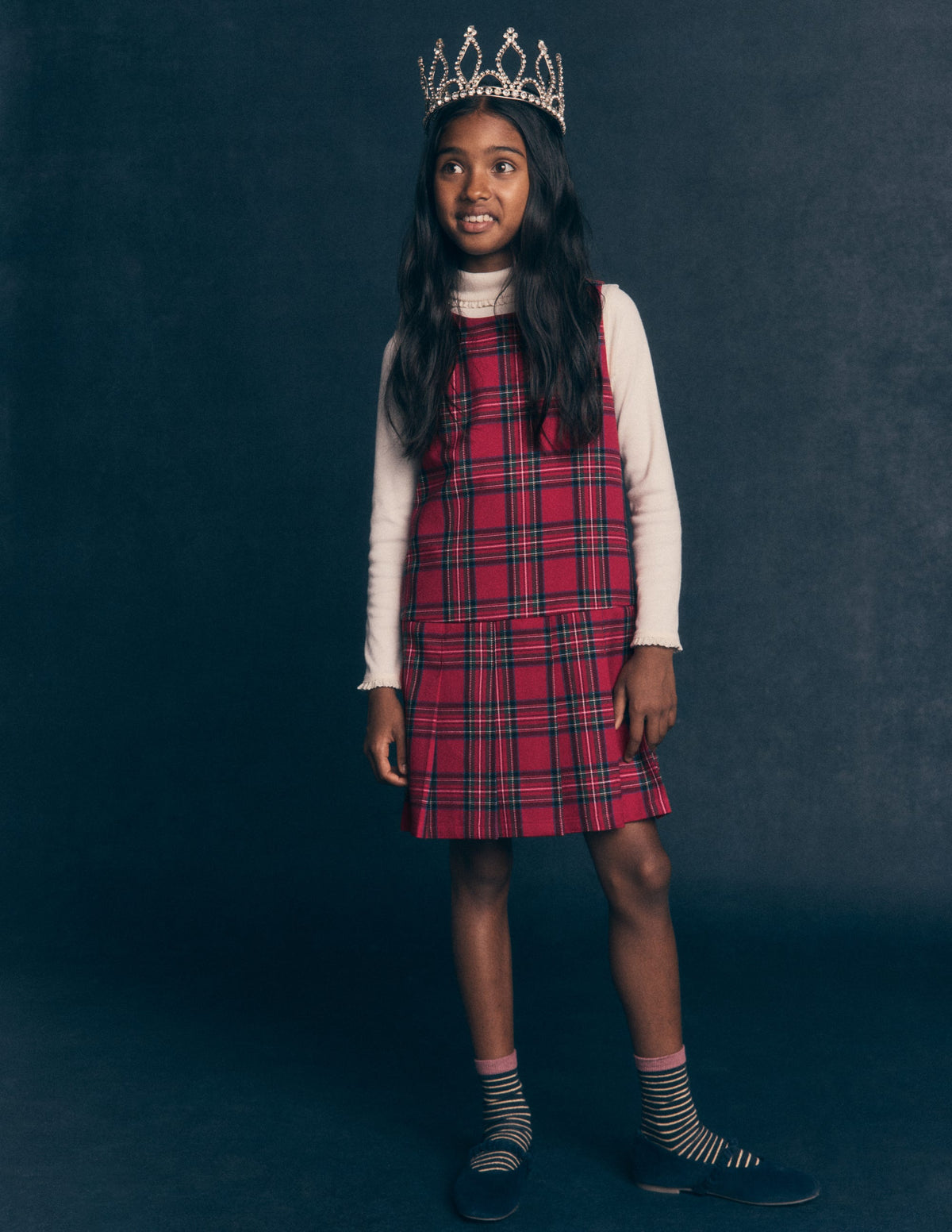 Drop Waist Pinafore-Red Check-1