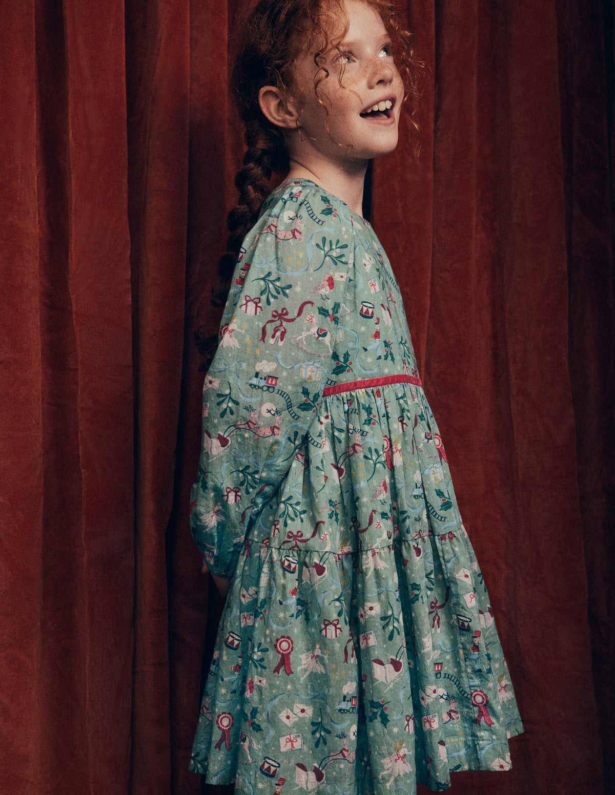 Posie Twirly Woven Dress-Green Polar Post - Image 1