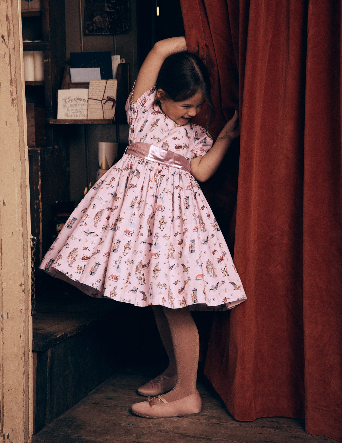 Aubrey Puff Sleeve Party Dress-Polar Post Print-1