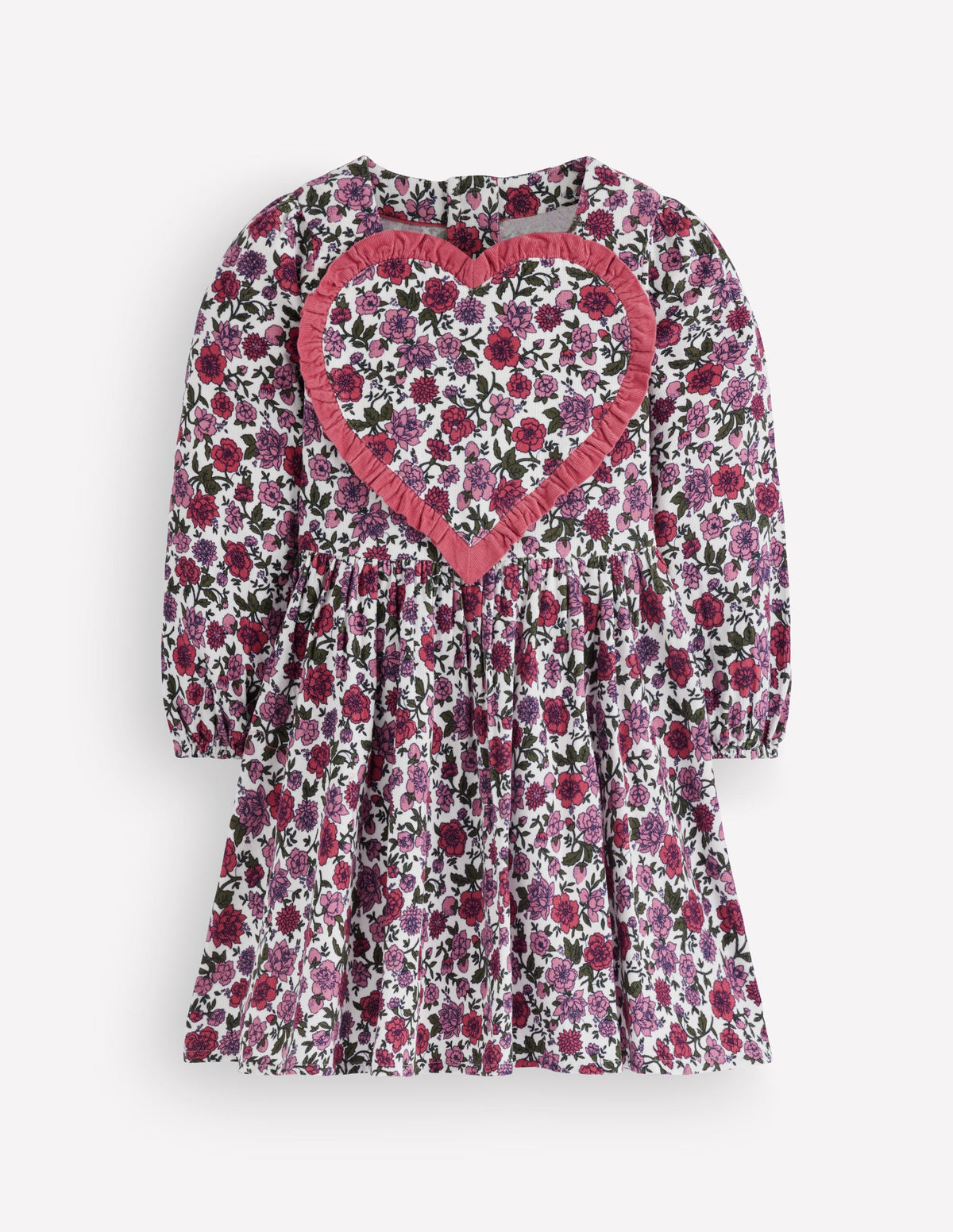 Long Sleeve Heart Dress-Floral Cord - Image 1