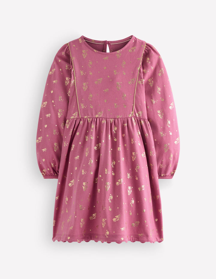 Mabel Twirly Sparkle Dress-Pink Foil Flowers