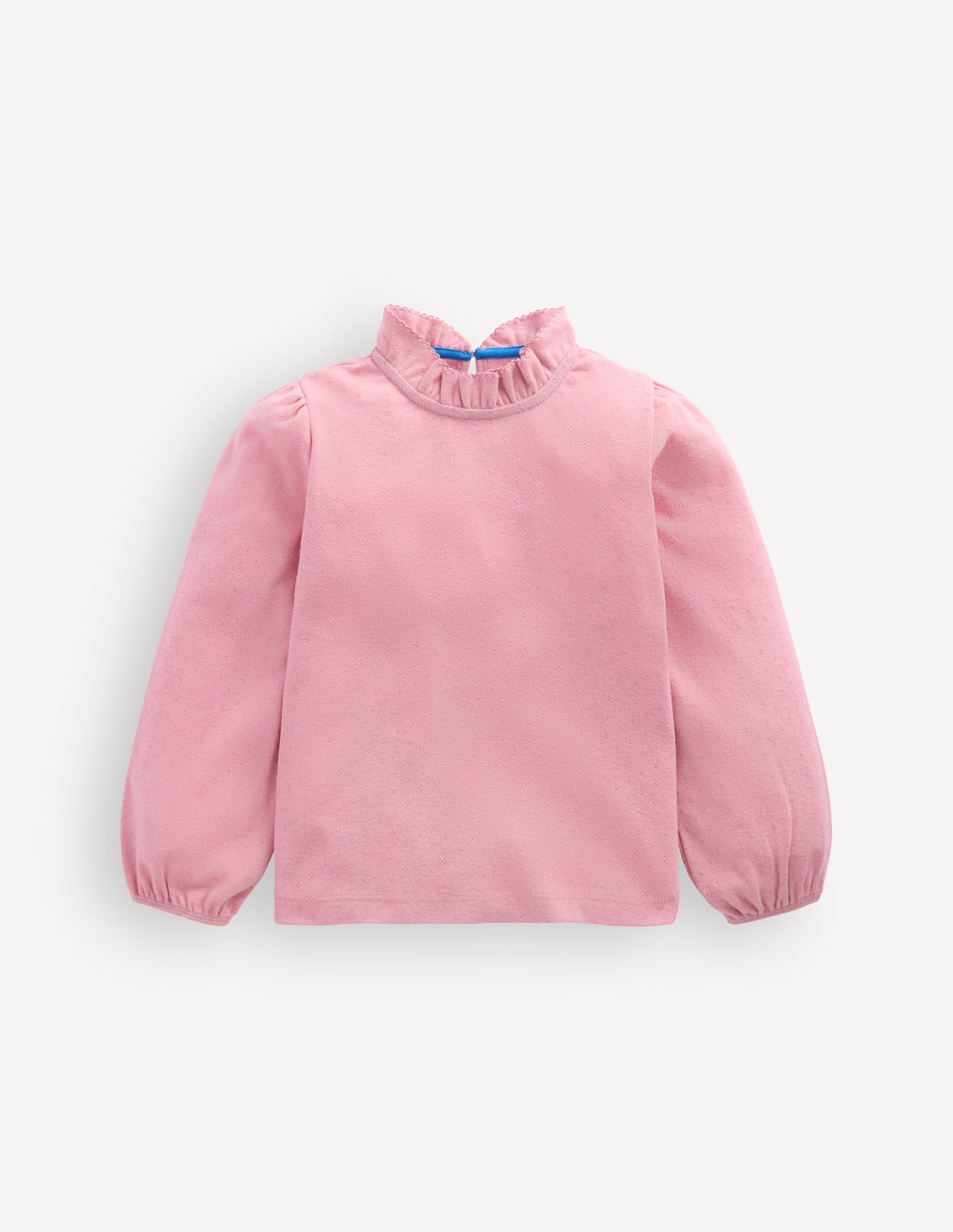 Frill Pointelle Top-Pink-1