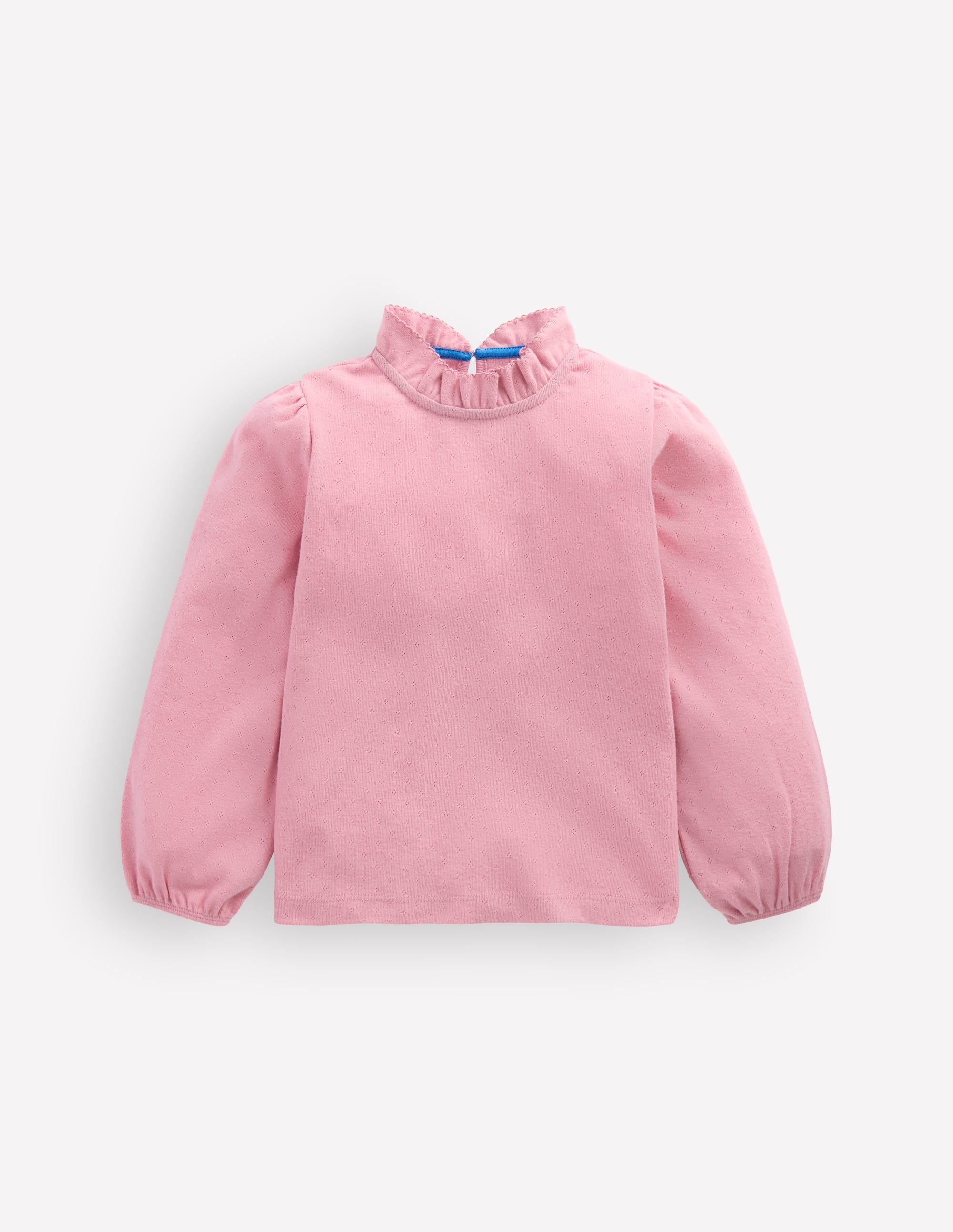 Frill Pointelle Top-Pink - Image 1