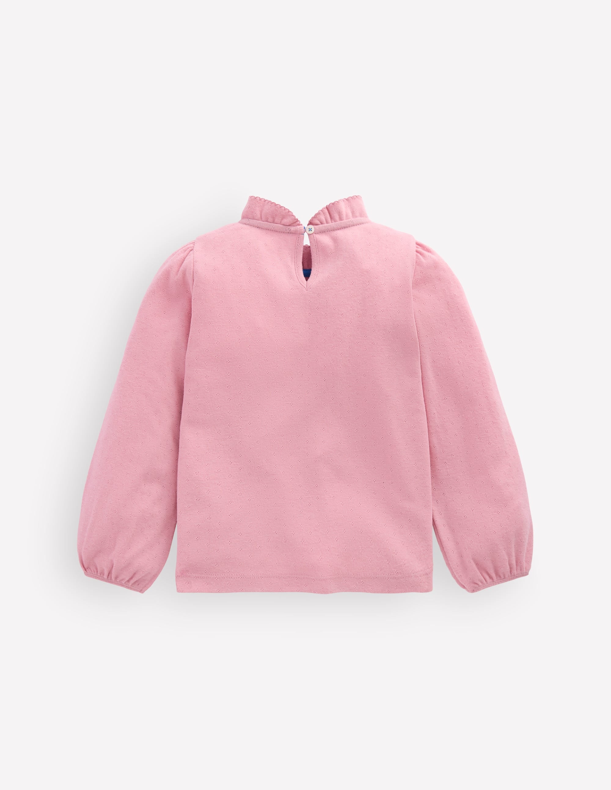 Frill Pointelle Top-Pink - Image 2
