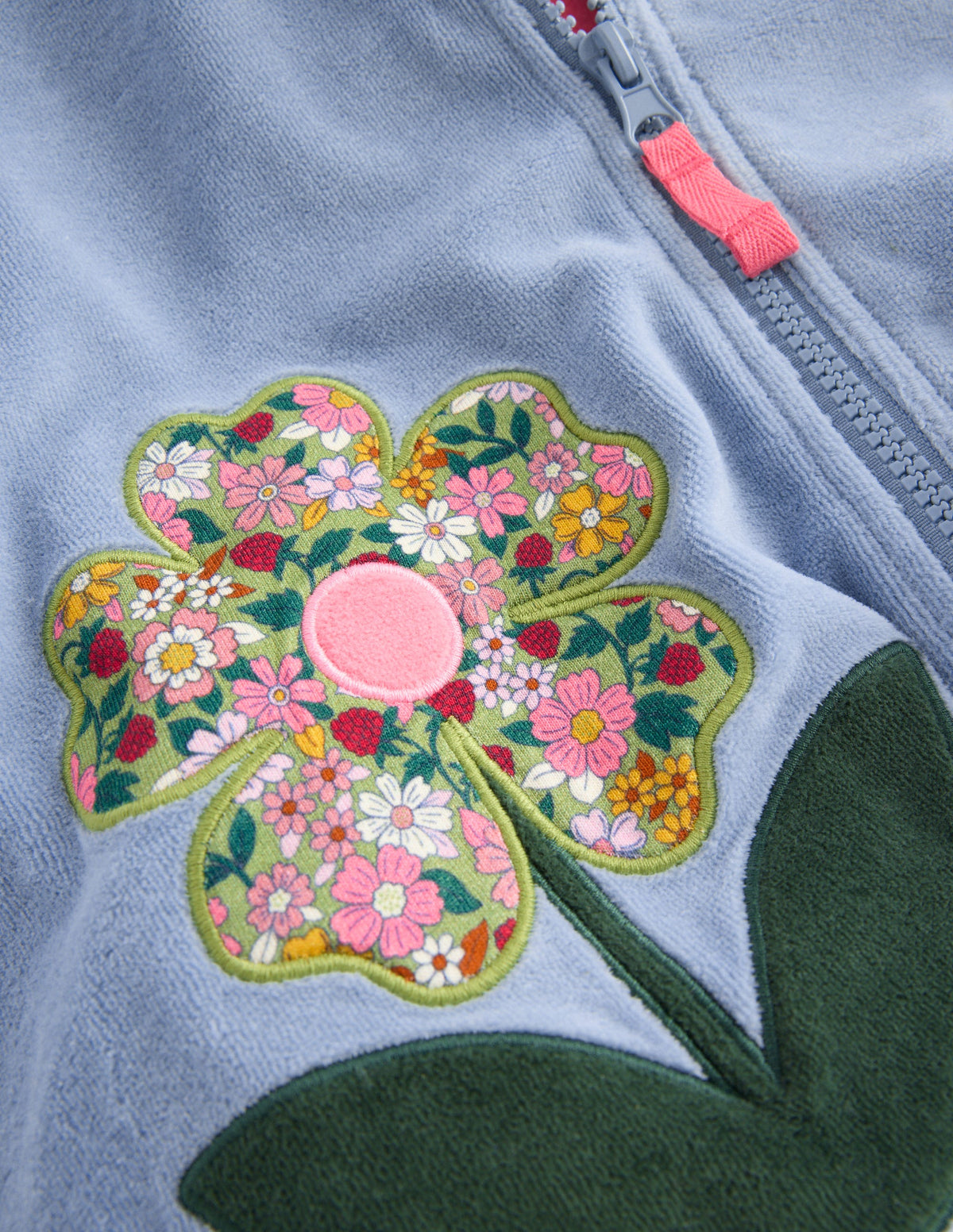Velour Cosy Zip-through-Blue Flowers-3