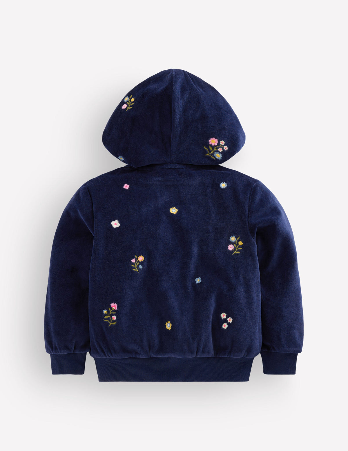 Velour Cosy Zip-through-Navy Floral Embroidery - Image 3