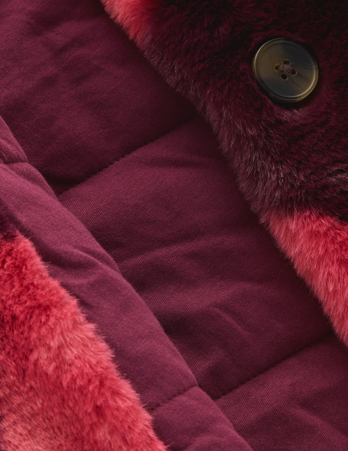 Cropped Faux Fur Jacket-Pink Argyle - Image 6