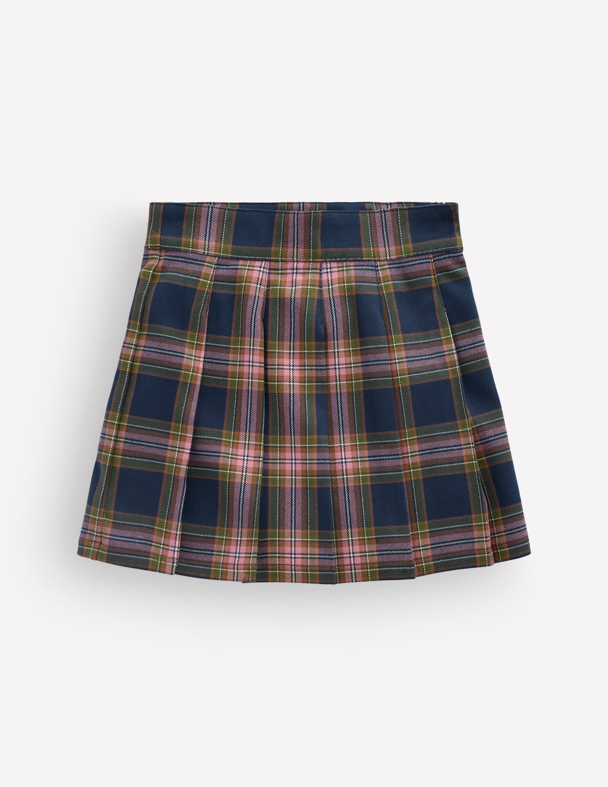 Pleated Mini Skirt-Navy Check - Image 2