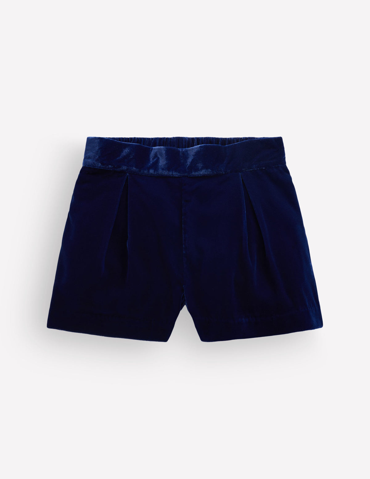 Velvet Pleated Shorts-College Navy - Image 2