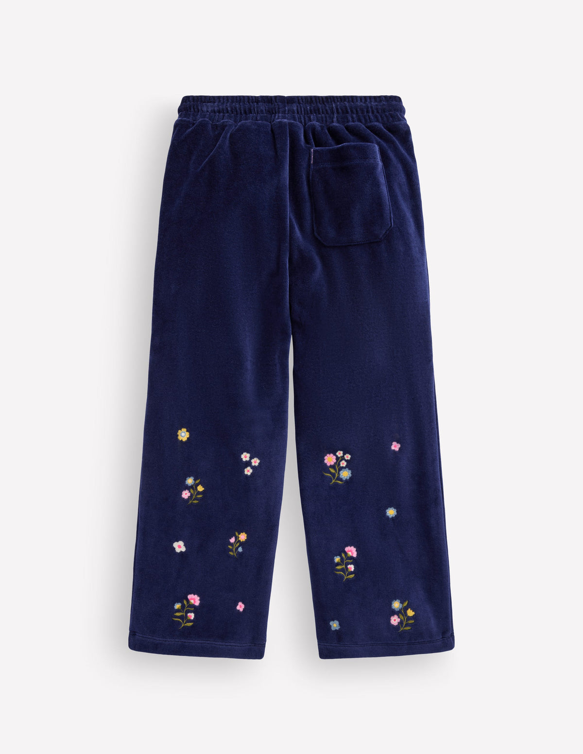 Velour Wide Leg Joggers-Navy Embroidery - Image 3
