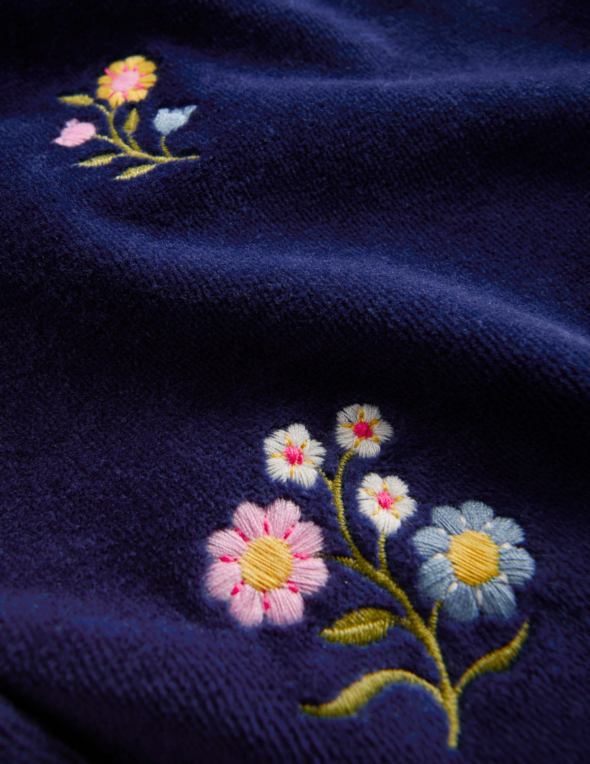 Velour Wide Leg Joggers-Navy Embroidery - Image 4