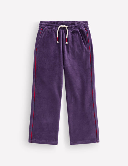 Velour Wide Leg Joggers-Mystic Purple