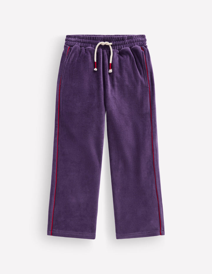 Velour Wide Leg Joggers-Mystic Purple