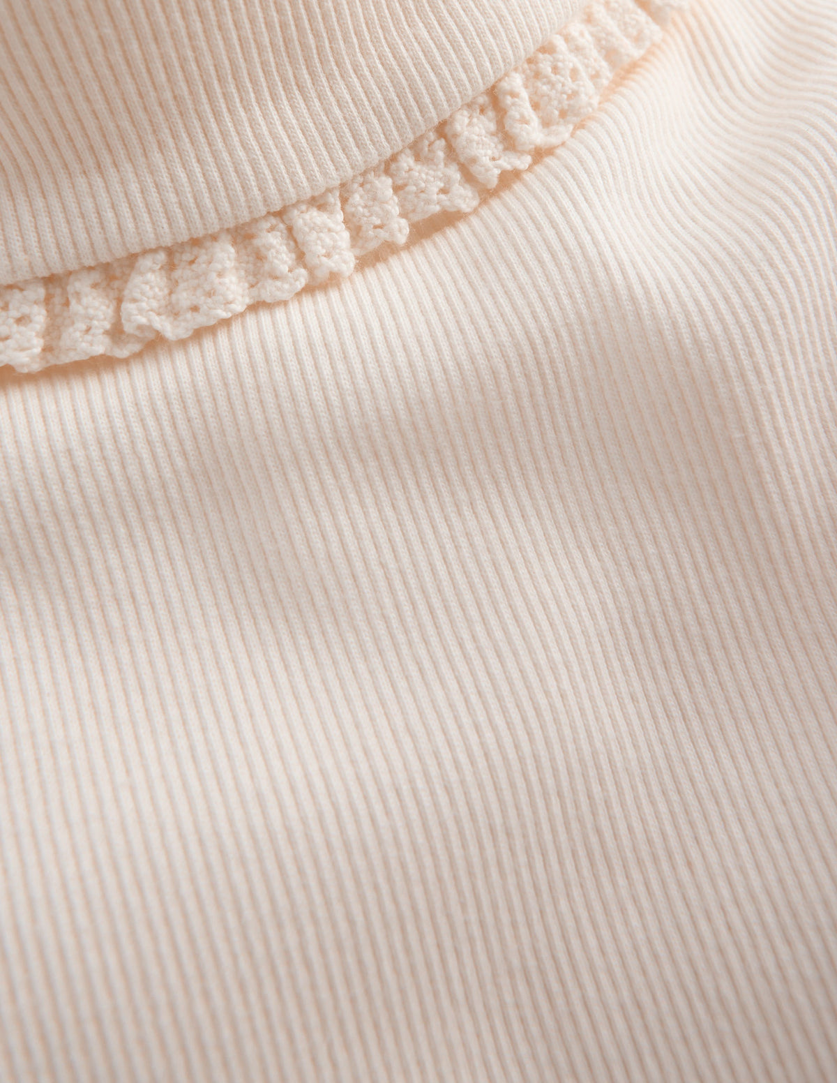 Lace Trim Roll Neck Top-Ivory-2