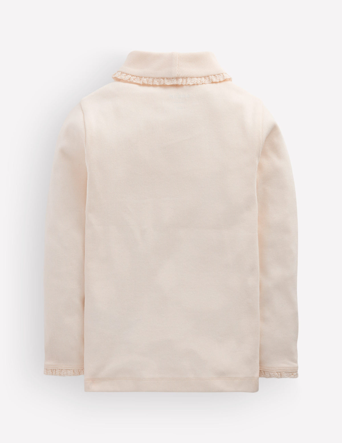 Lace Trim Roll Neck Top-Ivory - Image 3