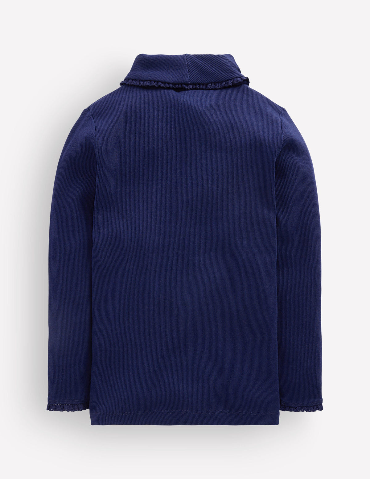 Lace Trim Roll Neck Top-Navy - Image 2