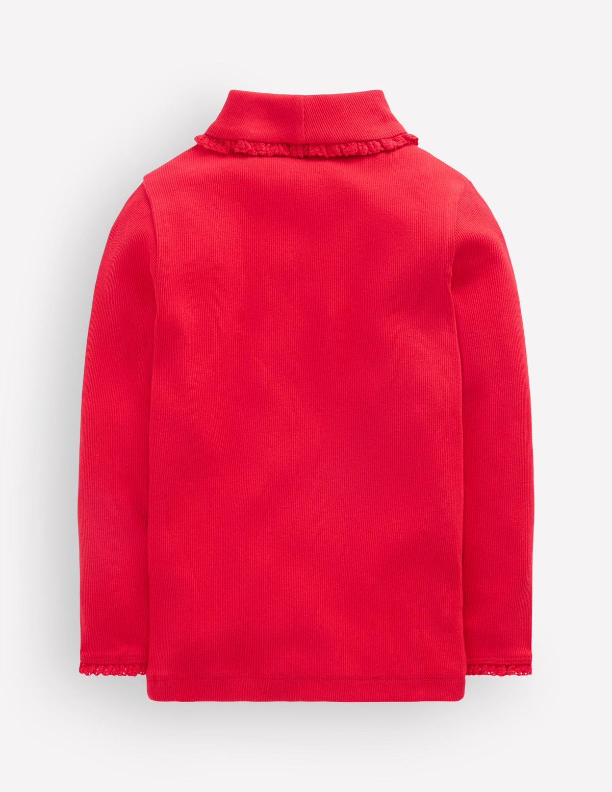 Lace Trim Roll Neck Top-Poppy Red - Image 2