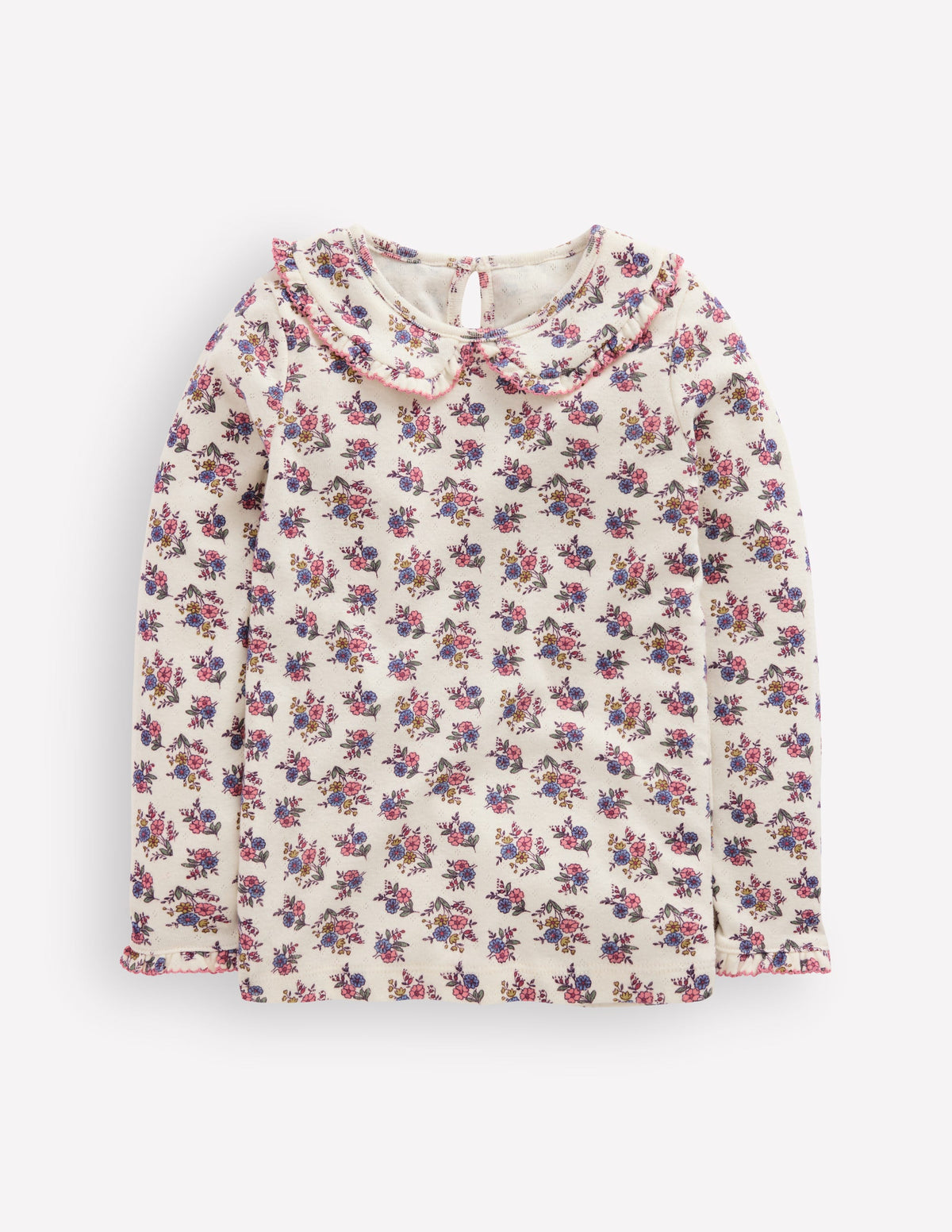 Collared Pointelle Top-Papyrus Sprouting Garden - Image 3