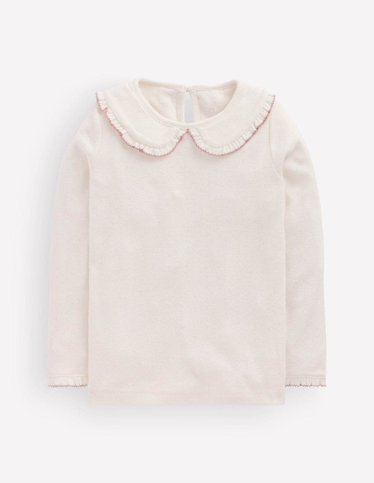 Collared Pointelle Top-Ivory - Image 3
