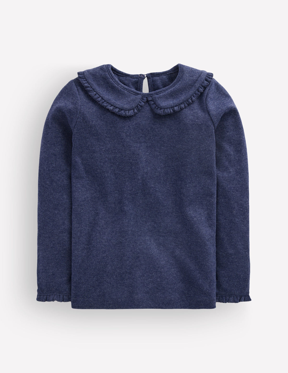 Collared Pointelle Top-Navy - Image 3
