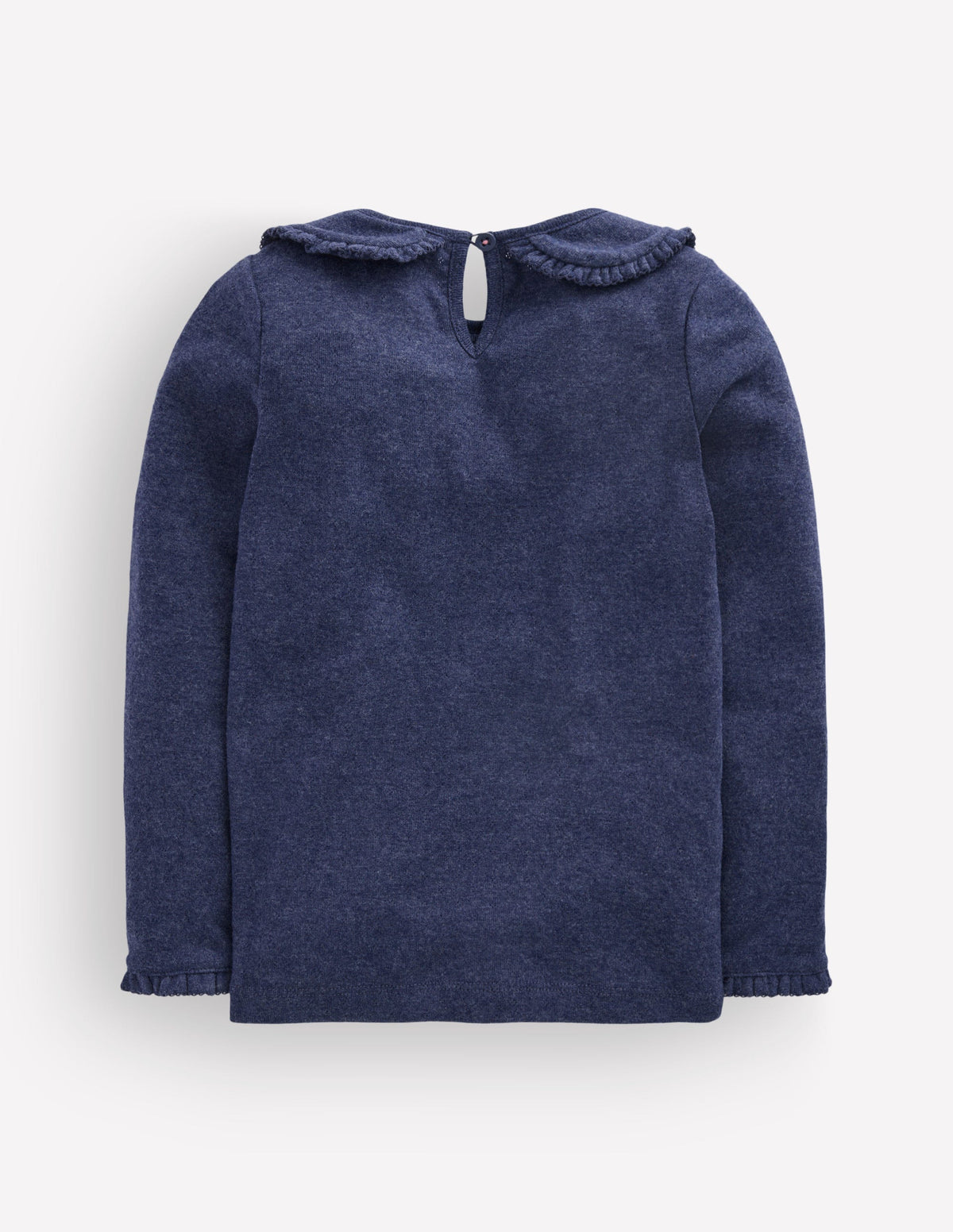 Collared Pointelle Top-Navy-4