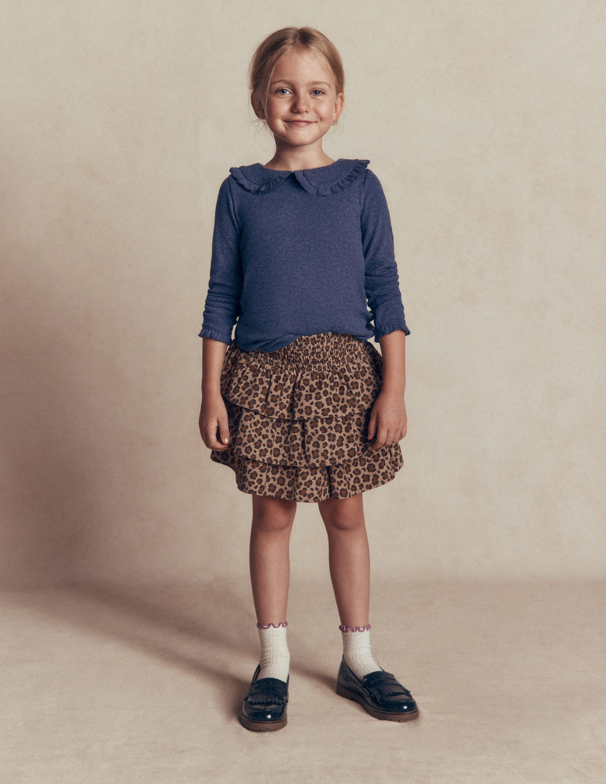Collared Pointelle Top-Navy-1