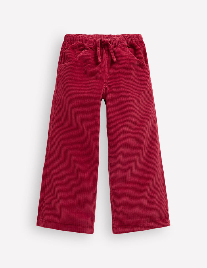 Draw Cord Trousers-Crimson Red Cord
