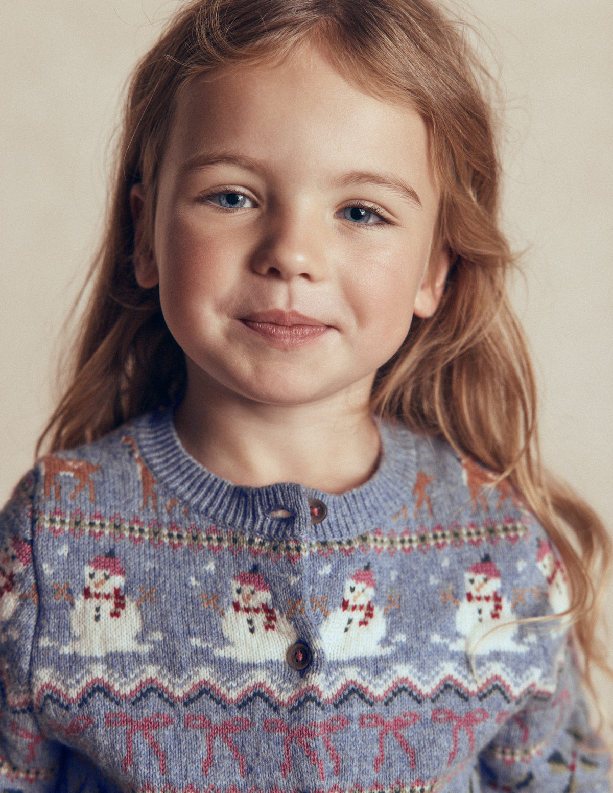 Edie Fair Isle Cardigan-Glacier Blue Snowy Christmas-1