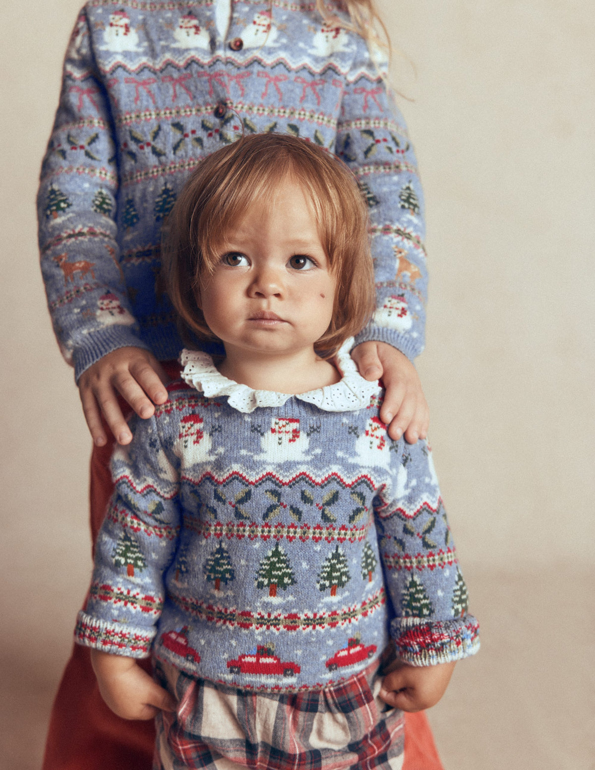 Edie Fair Isle Cardigan-Glacier Blue Snowy Christmas - Image 4