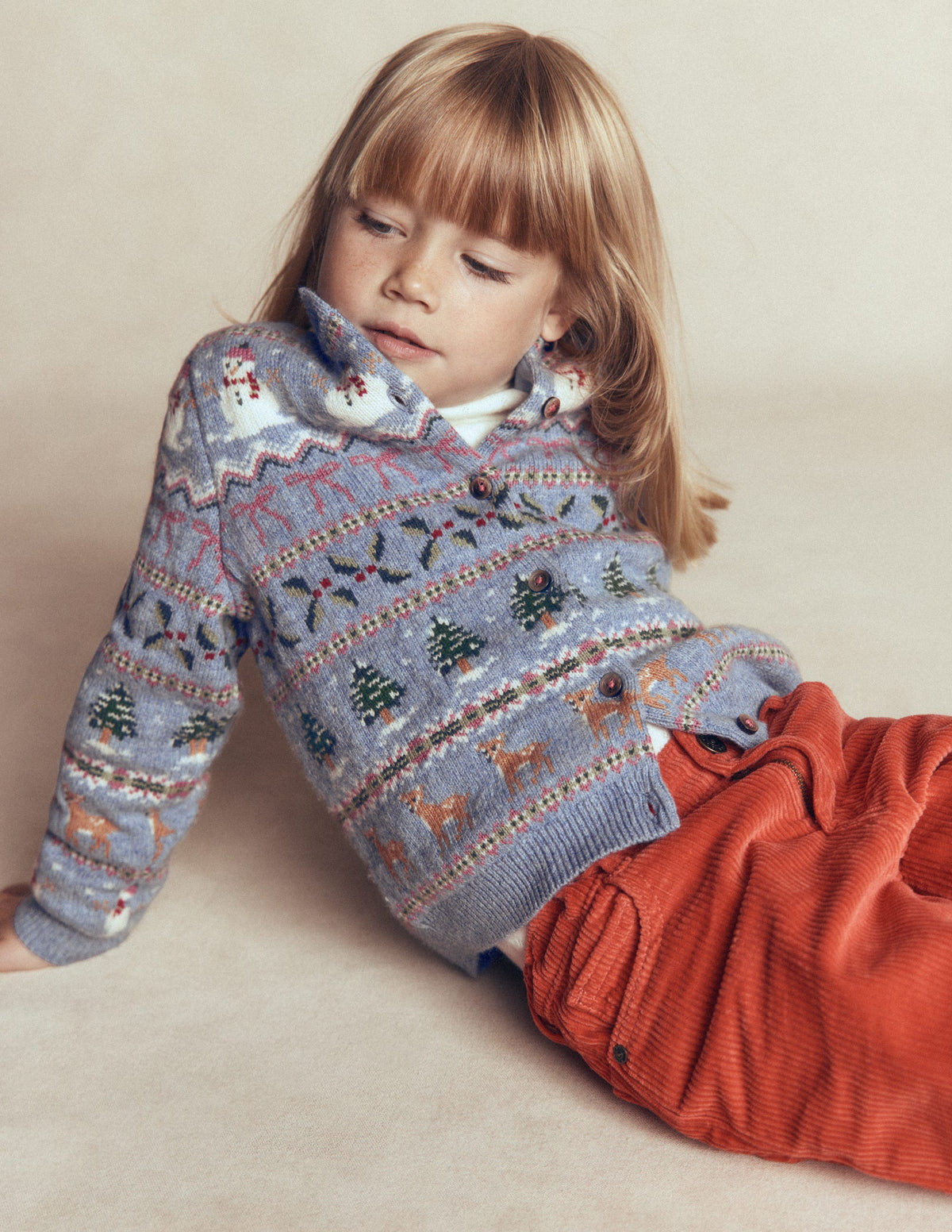 Edie Fair Isle Cardigan-Glacier Blue Snowy Christmas-5