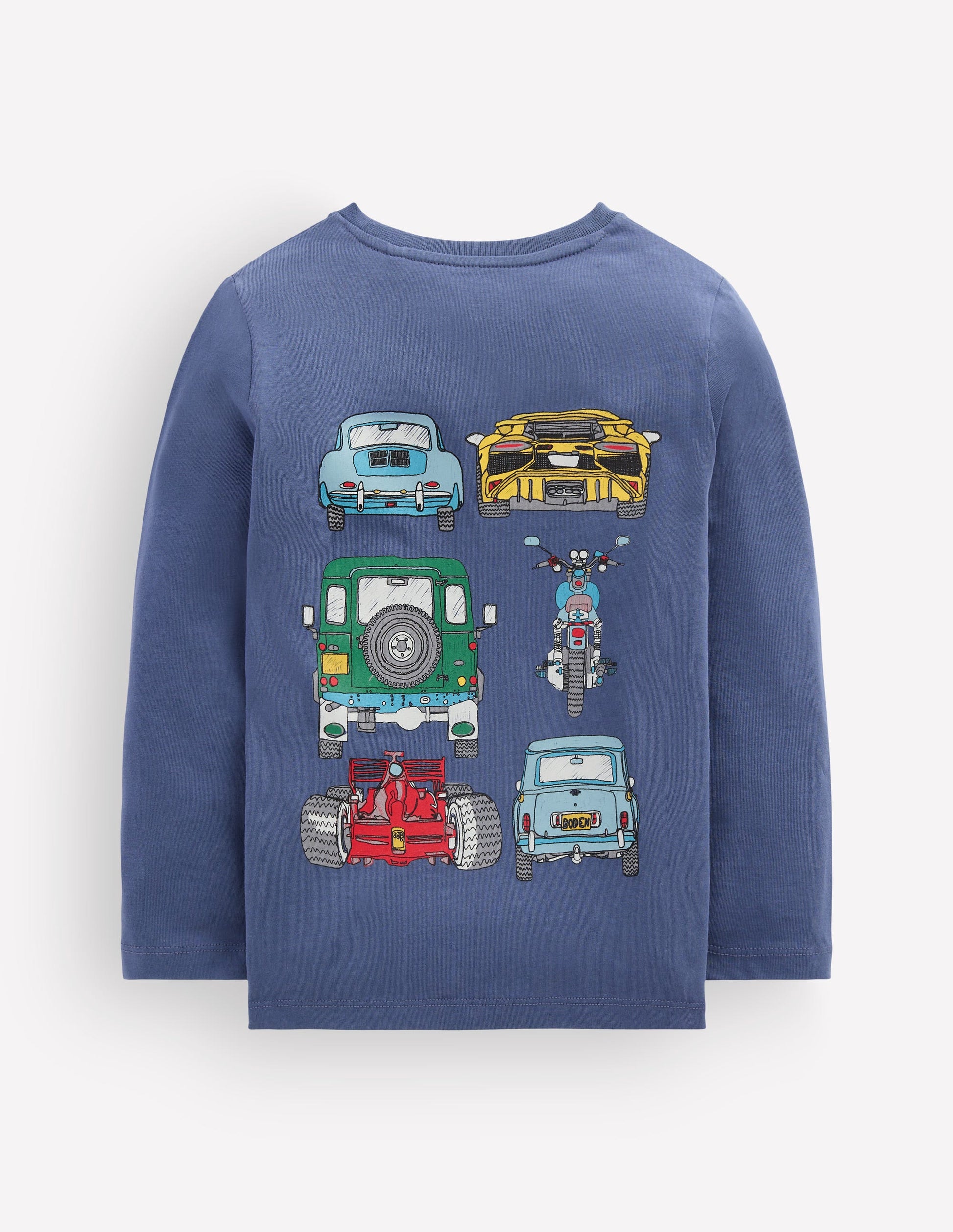 Front & Back T-shirt-Robot Blue Cars-2